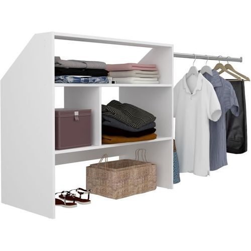 Kit Dressing Sous Comble Artic Ekipa - Décor Mélaminé Blanc - 1 Penderie - L197 X P50 X H94 Cm