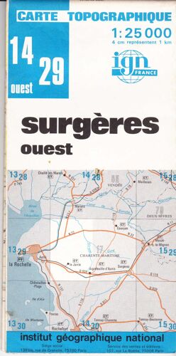 Carte Ign Surgères Ouest, 1429 Ouest