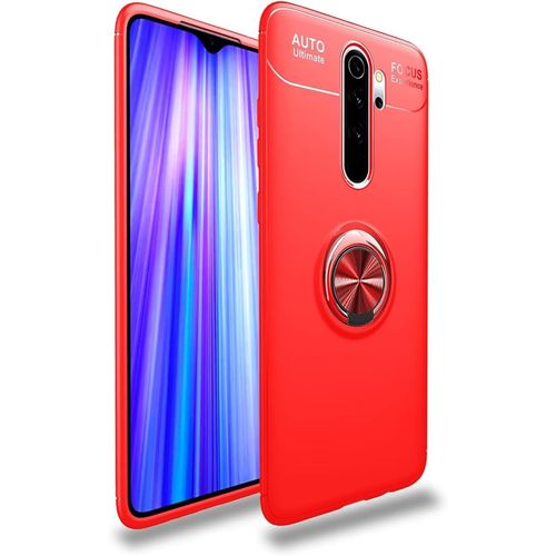 Compatible Avec Xiaomi Redmi Note 8 Pro Coque, 360 Degres Protection Bumper + Verre Trempé, Coque Avec Anneau Support Cover Skin Cases Housse Etui Protector-Rouge