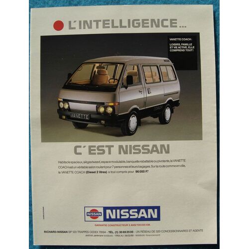 Publicité Papier - Voiture Nissan Vanette Coach De 1989