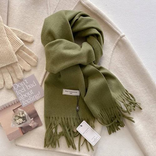 Écharpe De Luxe En Laine Pour Femme,Cachemire Chaud,Pashmina,Marque,Châles Enveloppants,Épais Et Doux,Bufanda,Étole,Hiver 2024--Dfz037-16
