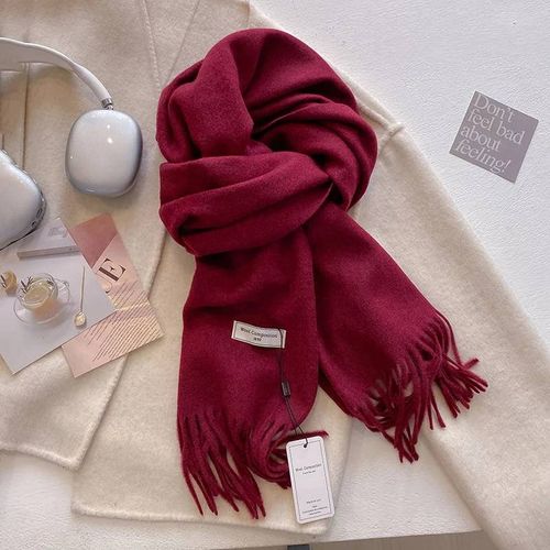 Écharpe De Luxe En Laine Pour Femme,Cachemire Chaud,Pashmina,Marque,Châles Enveloppants,Épais Et Doux,Bufanda,Étole,Hiver 2024--Dfz037-08