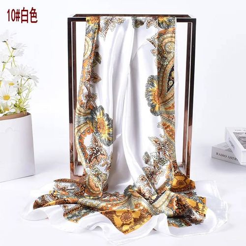 Printemps Nouveau Polyvalent Cajou 90 Grand Foulard Carré Foulard En Soie En Gros Classique Vintage Imprimé Écharpe-> 8y-Blanc