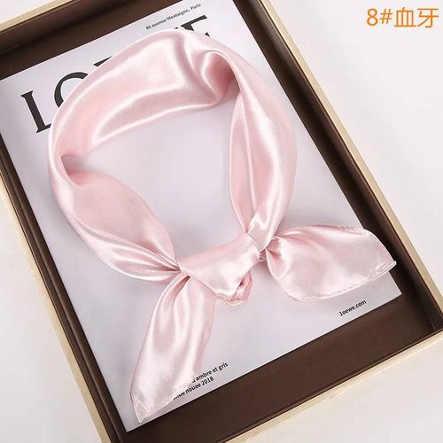 Foulard Carré Solide 60x60cm,Imitation Soie,Lumière Brillante Et Satin,Foulards De Performance,Cadeau De Fête,Nouvelle Collection--Pink2