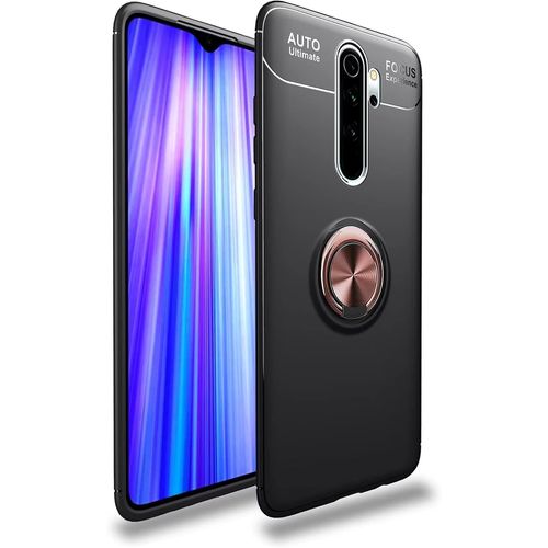 Compatible Avec Xiaomi Redmi Note 8 Pro Coque, 360 Degres Protection Bumper + Verre Trempé, Coque Avec Anneau Support Cover Skin Cases Housse Etui Protector-Or Noir