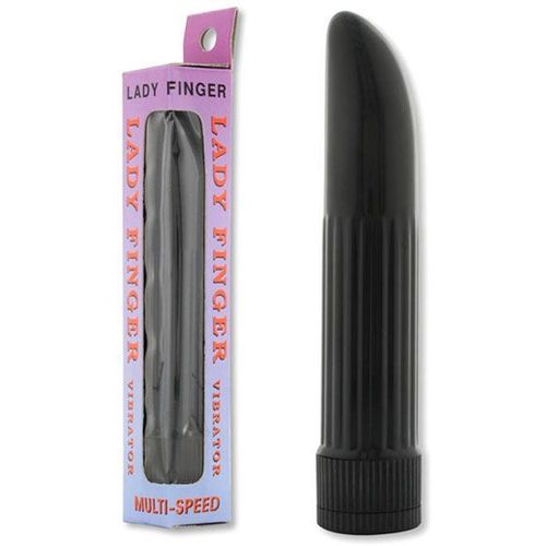 Vibromasseur Noir Lady Finger En Abs Vibrations Réglables Longueur : 13 Cm - Diamètre : 2,4 Cm