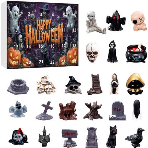 Calendrier De L'avent Halloween 2025 Pour Adultes Avec Décoration De Table En Résine, Squelette Fantôme Et Citrouille, Cadeaux De Noël