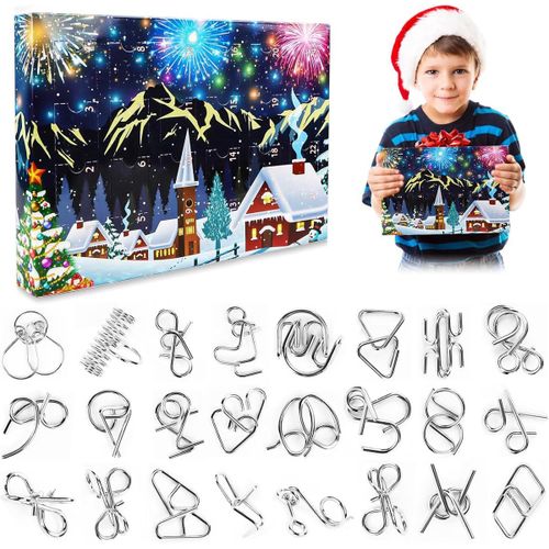 Calendrier De L'avent 2025 Avec Puzzle 24 Pièces, Jeu De Puzzle Iq Ring, Compte À Rebours De 24 Jours, Coffret Mystère De Noël, Cadeau Pour Adultes, Étudiants Et Enfants