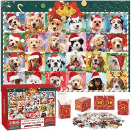 Calendrier de l'Avent 2025 Puzzle Calendrier de l'Avent Rituals 2025 Puzzle de Noël avec chien 1008 pièces Compte à rebours 24 jours 70x50 cm