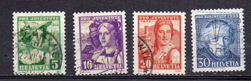 Suisse- Lot De 4 Timbres Oblitérés- Pro Juventute 1933- N°267/70