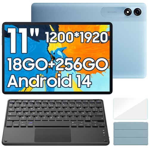 Blackview Tab 9 WiFi Tablette Tactile 10.95" 1200*1920 1080P Android14 18Go+256Go-SD 1To 8200mAh Mode PC WPS Bleu Avec Clavier K1