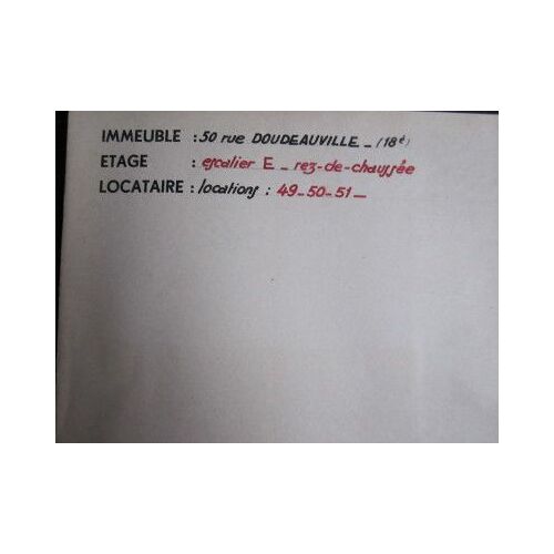 Plans Et Caractéristiques Des Locaux Du 50 Rue Doudeauville, Paris 18°, 1949, Esc E - Rdc