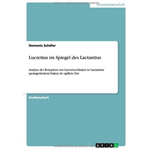 Lucretius Im Spiegel Des Lactantius