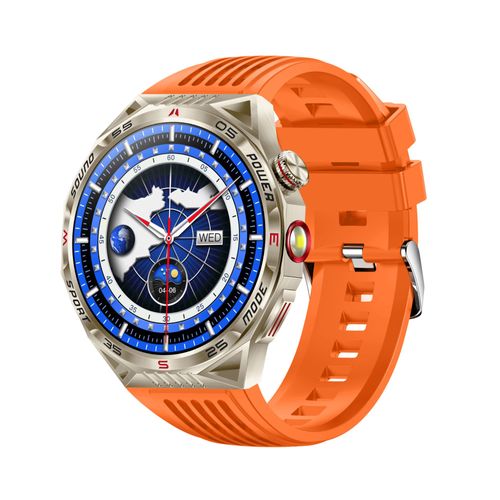 Rainbuvvy Ht28 Montre Intelligente 1,85 Pouce Surveillance Sportive, Surveillance De La Sante, Lampe De Poche, Boussole, Ip68 Etanche, Pointeur Laser, Montre De Sport En Plein Air Ios Android Orange