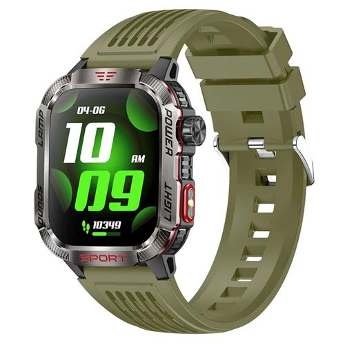 Rainbuvvy Ht29 Montre Intelligente 2,01 Pouces Ecran Tactile Complet Frequence Cardiaque, Oxygene Sanguin, Assistant Vocal Ai, Lampe De Poche Led, Boussole, 100+ Modes Sportifs Pour Montre De Sport En Plein Air Ios Android Vert