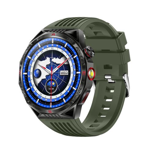 Rainbuvvy Ht28 Montre Intelligente 1,85 Pouce Surveillance Sportive, Surveillance De La Sante, Lampe De Poche, Boussole, Ip68 Etanche, Pointeur Laser, Montre De Sport En Plein Air Ios Android Vert