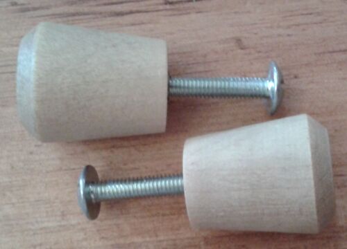 2 Poignées Boutons en Bois 2,2cm de long