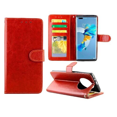 Tongez Étui Pour Huawei Mate 40 Pro/Mate 40 Pro Plus Cuir Pu Titulaire De La Carte Fermeture Magnétique Antichoc Bicelle - Rouge
