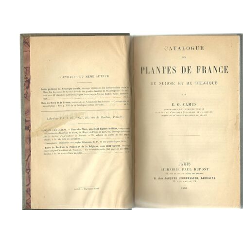 Catalogue Des Plantes De France, De Suisse Et De Belgique