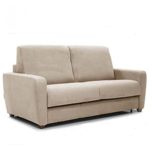 Canapé Convertible Express 140 Cm Norma Matelas 18 Cm Tissu Noisette