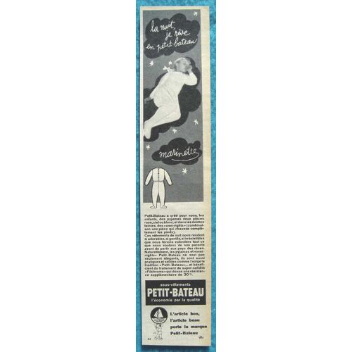 Publicité Papier - Pyjamas Enfant Petit Bateau De 1955
