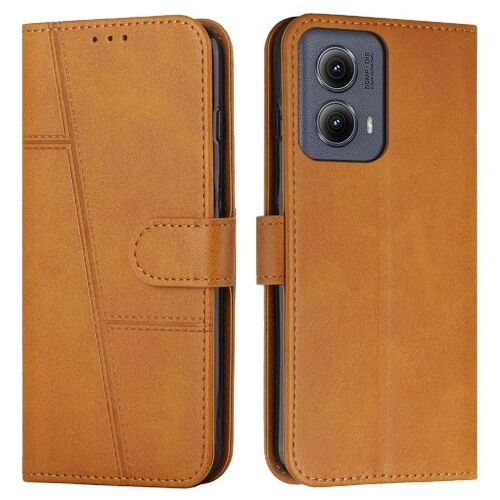 Flip Étui Pour Motorola Moto Edge 2024 5g Bicelle Boucle Latérale Protection Complète Insertion De Carte Cuir Pu - Jaune