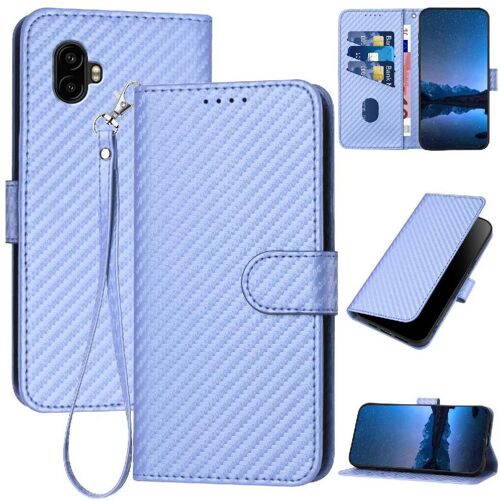 Capot Étui Pour Samsung Galaxy X Pro 2 Surface De Fibre De Carbone Cuir Premium Avec Fente Pour Carte Et Béquille Avec Sangle Détachable - Violet
