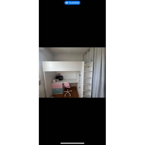 Lit superposé IKEA pour enfant ou ados, avec bureau armoire et du rangement 