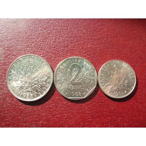 5 Francs Semeuse 1988+2 Francs1988+1 Franc 1988 Trio Rare