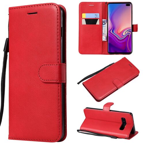 Coque Pour Samsung Galaxy S10 Plus,Portefeuille Etui Housse En Cuir Protection Avec Porte Cartes,Antichoc Etui A Rabat Pochette Pour Samsung Galaxy S10 Plus,Rouge