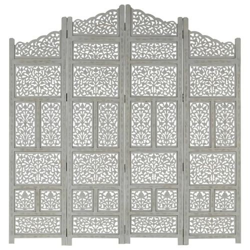vidaXL Cloison de séparation 4 panneaux Gris 160x165 cm Bois manguier