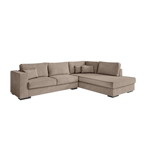 Canapé D'angle Belami 4 Places Xxl En Velours Côtelé - Angle Droit - Taupe