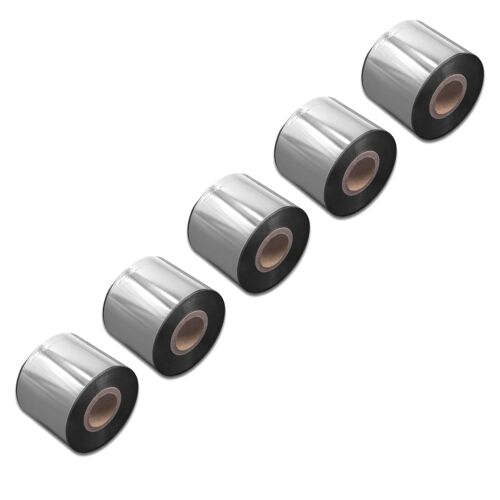 vhbw 5x Ruban transfert thermique compatible avec Intermec Honeywell PD42, PD41, PD43 imprimante d'étiquette résistante 50 mm x 300m résine/cire noir