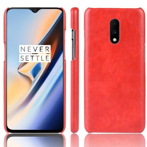 Rétro Étui Pour Oneplus 7 Housse De Protection Rétro Compatibilité Anti Éraflure Modèle De Litchi - Rouge