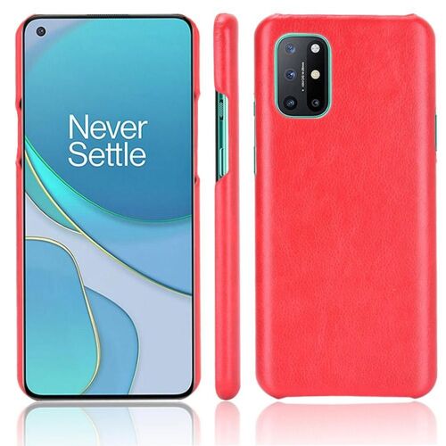 Rétro Étui Pour Oneplus 8t Rétro Housse De Protection Modèle De Litchi Compatibilité Anti Éraflure - Rouge