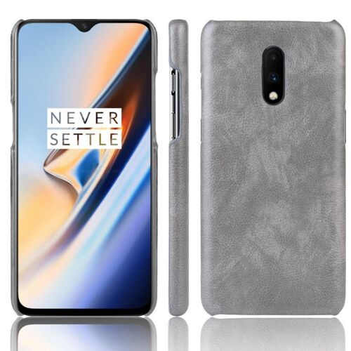 Rétro Étui Pour Oneplus 7 Pro Compatibilité Rétro Anti Éraflure Housse De Protection Modèle De Litchi - Gris
