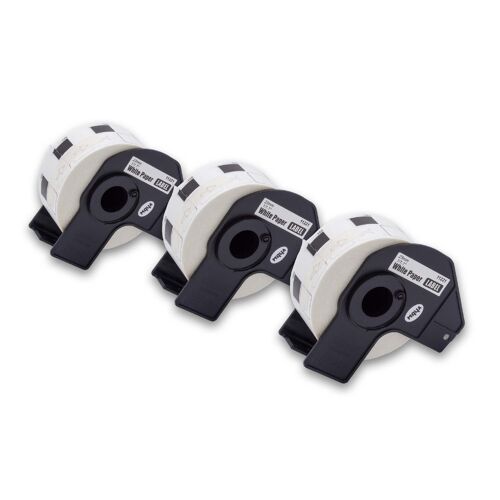 vhbw 3x Rouleau d'étiquettes + support 23mm x 23mm (1000 étiquettes) compatible avec Brother PT QL1060N étiqueteuse - premium blanc