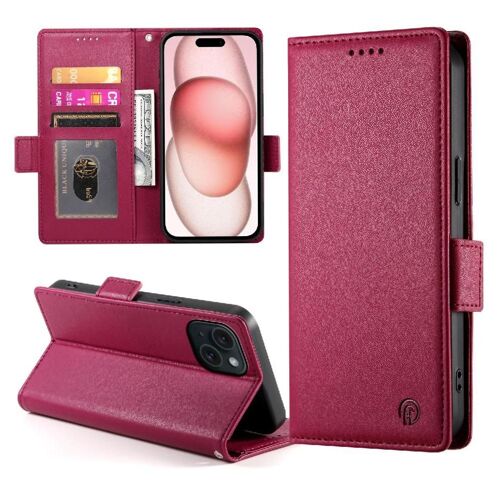 Flip Étui Pour Iphone 15 Affaires Flip Emplacements Pour Cartes Utilisation Quotidienne Portefeuille - Rouge