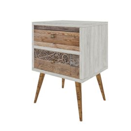 Table De Chevet Design Scandinave Malmö - L. 40 X H. 55 Cm - Blanc