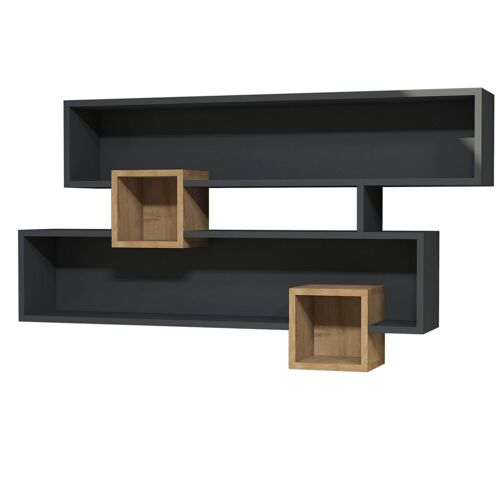 Etagère murale design Karen - L. 120 x H. 75 cm - Gris anthracite