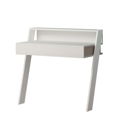Bureau Console Mural Design Bois Cowork - L. 94 X H. 91 Cm - Blanc