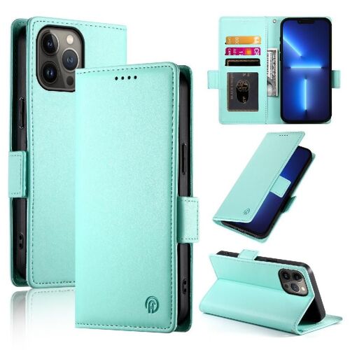 Flip Étui Pour Iphone 13 Pro Max Affaires Utilisation Quotidienne Portefeuille Emplacements Pour Cartes Flip - Vert