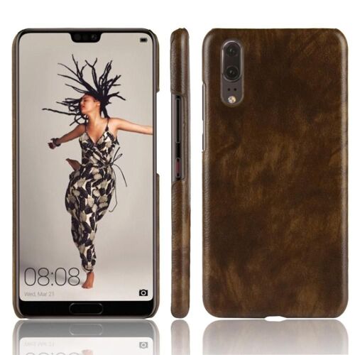 Rétro Étui Pour Huawei P20 Compatibilité Rétro Anti Éraflure Housse De Protection Modèle De Litchi - Le Brun