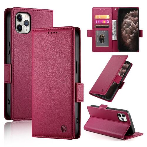 Flip Étui Pour Iphone 11 Pro Max Flip Utilisation Quotidienne Emplacements Pour Cartes Affaires Portefeuille - Rouge