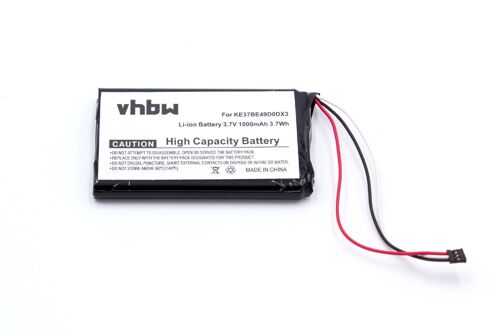vhbw Batterie remplacement pour Garmin KE37BE49D0DX3 pour GPS, appareil de navigation (1000mAh, 3,7V, Li-ion)