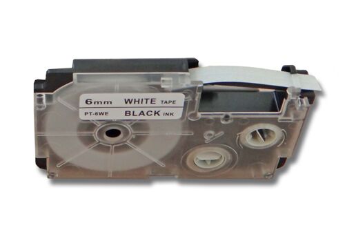 vhbw Ruban remplacement pour Casio XR-6WE, XR-6WE1 pour imprimante d'étiquettes 6mm Noir sur Blanc