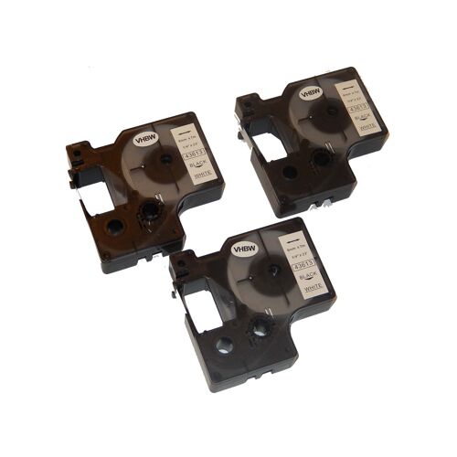 vhbw 3x Rubans compatible avec Dymo LabelManager 210D, 200, 220P, 260P, 150, 100 Plus, 160 imprimante d'étiquettes 7m x 6mm Noir sur Blanc