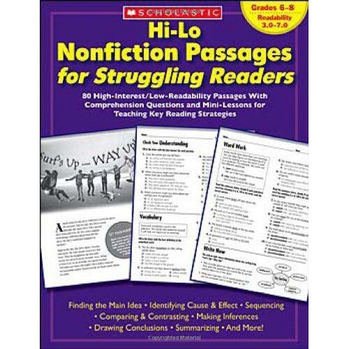 Hi-Lo Nonfiction Passages For Struggling Readers: Grades 6-8