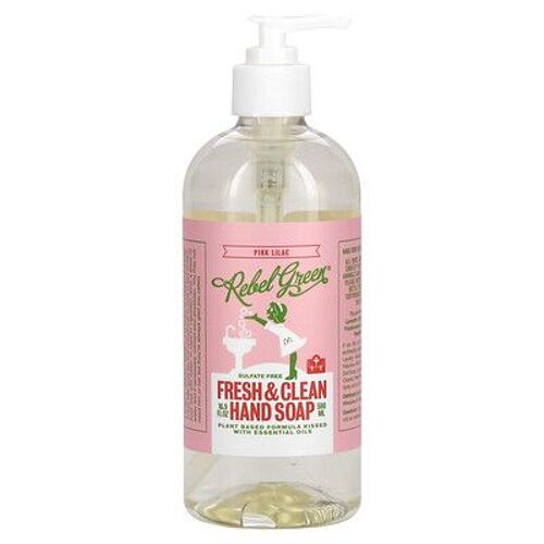 Rebel Green Savon Pour Les Mains Fresh & Clean, Rose Et Lilas, 500 Ml 