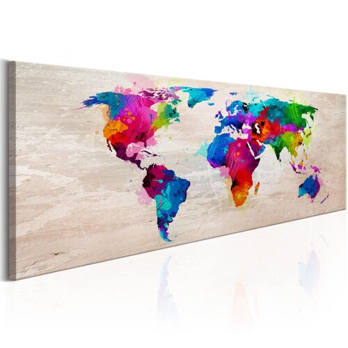 Tableau Cartes du monde World Map: Finesse of Colours 135 x 45 cm